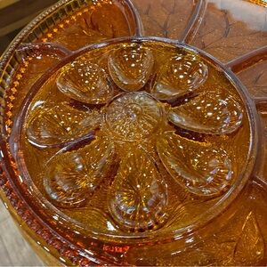Indiana Glass Amber Glass Divided Serving Platter egg and relish